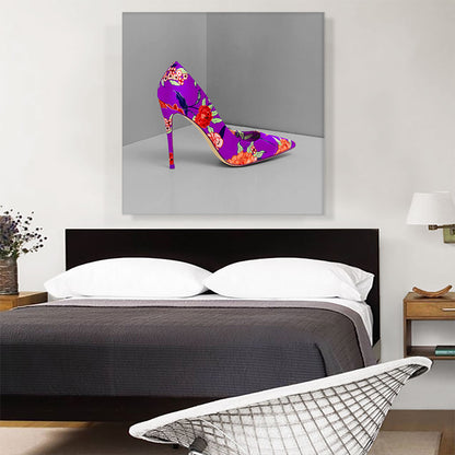 Purple Modern High Heels Shoe Stiletto Flower Pattern