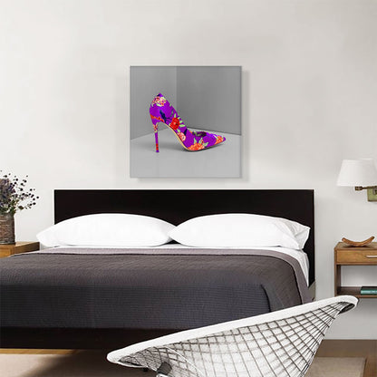 Purple Modern High Heels Shoe Stiletto Flower Pattern