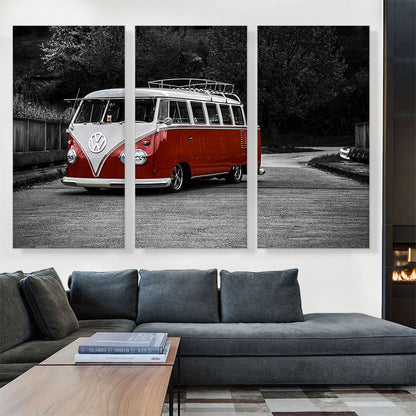 Red And White Volkswagen Vintage Van Bus