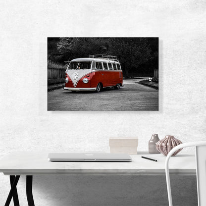 Red And White Volkswagen Vintage Van Bus