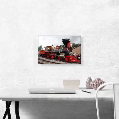 Red Gold Vintage Old Locomotive Steam Train