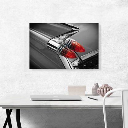 Red Light On Vintage Car Tail Fins