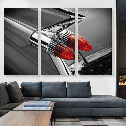 Red Light On Vintage Car Tail Fins