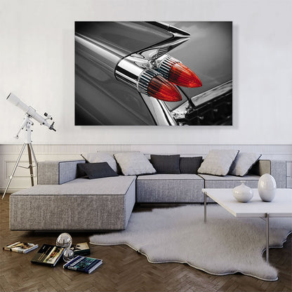 Red Light On Vintage Car Tail Fins