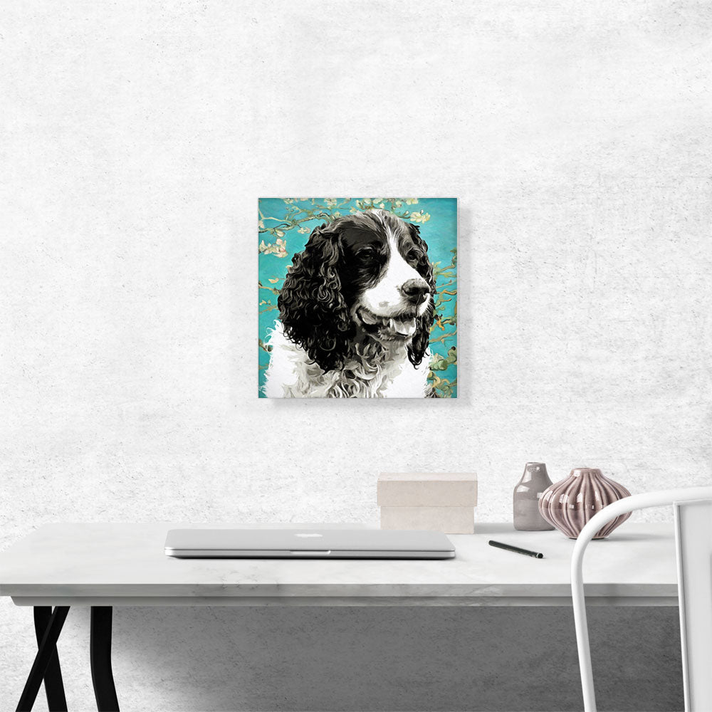 English Springer Spaniel Dog Breed Teal Flowers