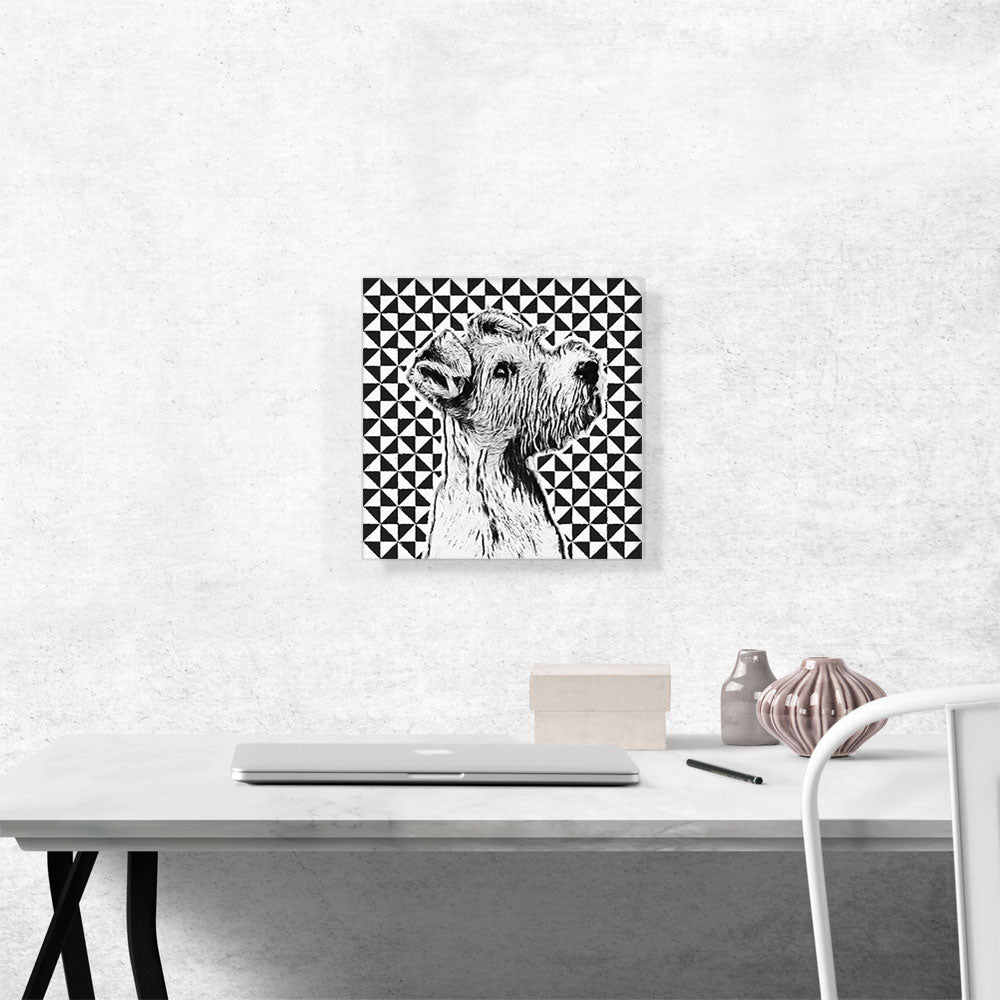 Fox Terrier Dog Breed Black White Geometric Pattern