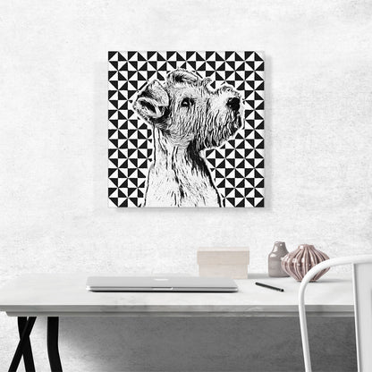 Fox Terrier Dog Breed Black White Geometric Pattern