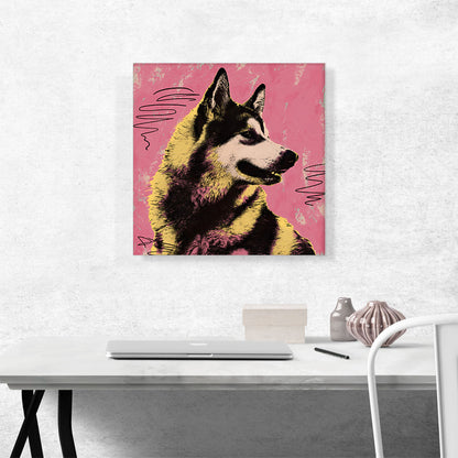 Alaskan Malamute Dog Breed Pink Yellow Pop Art