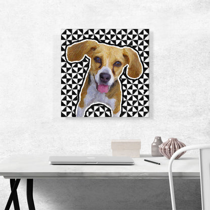Harrier Dog Breed Black White Geometric