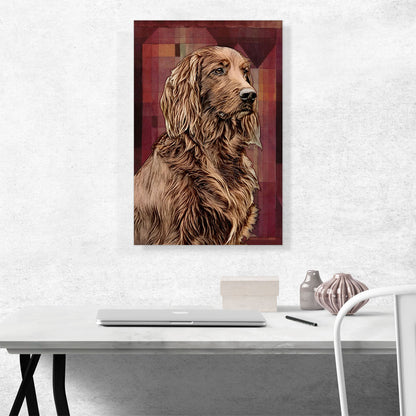 Irish Setter Dog Breed Red Geometric Pattern