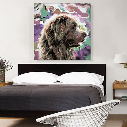 Newfoundland Dog Breed Green Purple