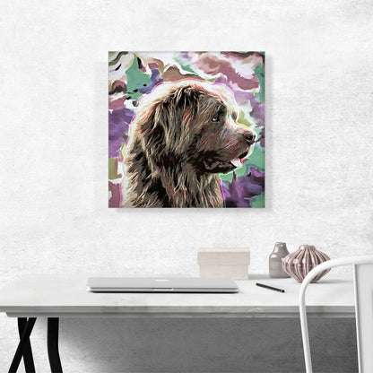 Newfoundland Dog Breed Green Purple