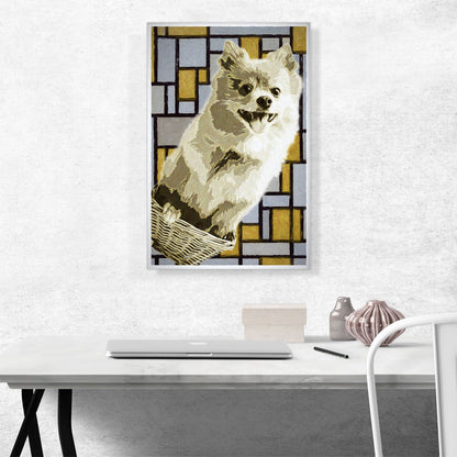 Pomeranian Dog Breed Yellow Geometric Pattern