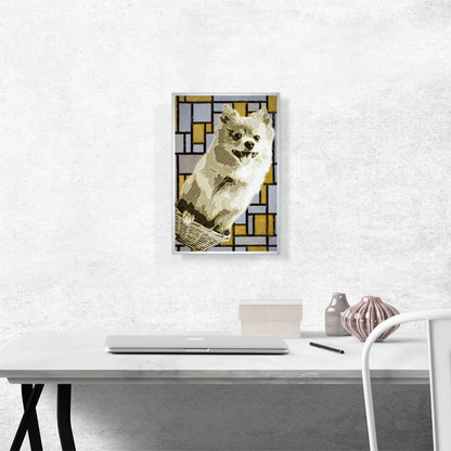 Pomeranian Dog Breed Yellow Geometric Pattern
