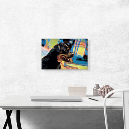 Rottweiler Dog Breed Blue Yellow Abstract
