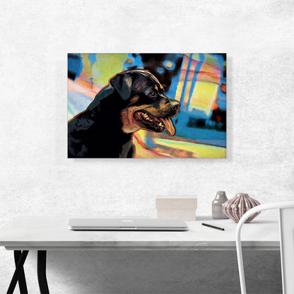 Rottweiler Dog Breed Blue Yellow Abstract