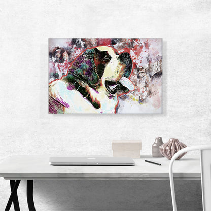 Saint Bernard Dog Breed Colorful Splatter
