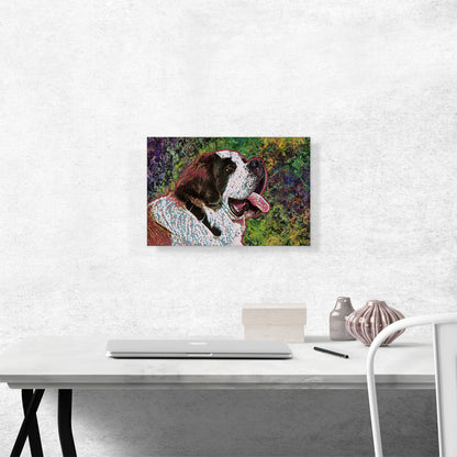 Saint Bernard Dog Breed Green Purple Red