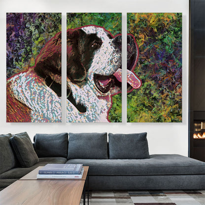 Saint Bernard Dog Breed Green Purple Red