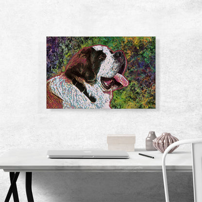 Saint Bernard Dog Breed Green Purple Red