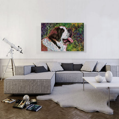 Saint Bernard Dog Breed Green Purple Red