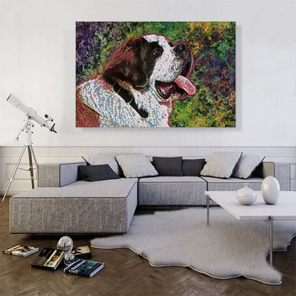 Saint Bernard Dog Breed Green Purple Red