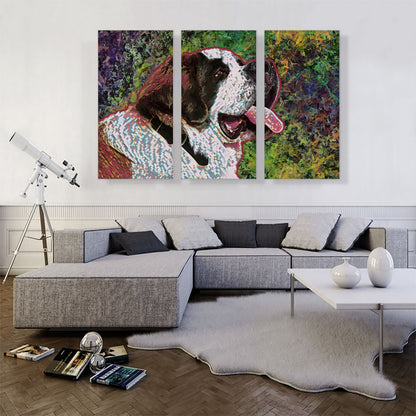 Saint Bernard Dog Breed Green Purple Red