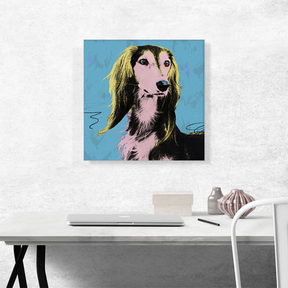 Saluki Dog Breed Blue Yellow Pink Pop Art