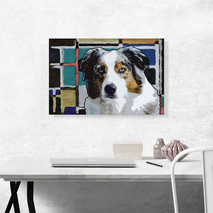 Australian Shepherd Dog Blue Yellow Black Geometric