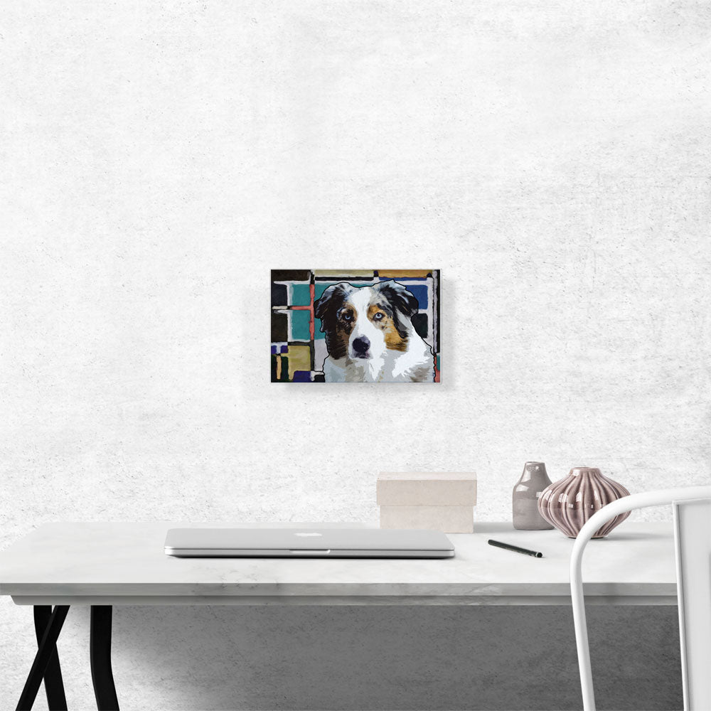 Australian Shepherd Dog Blue Yellow Black Geometric