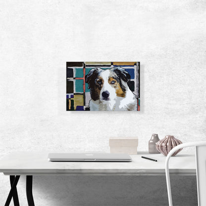Australian Shepherd Dog Blue Yellow Black Geometric