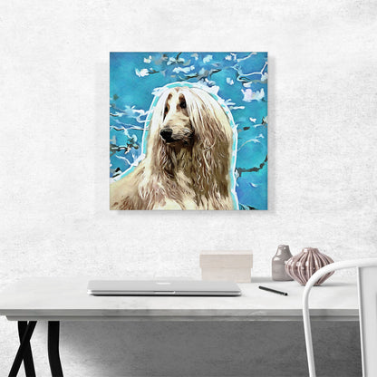 Afghan Hound Dog Breed Blue Flowers
