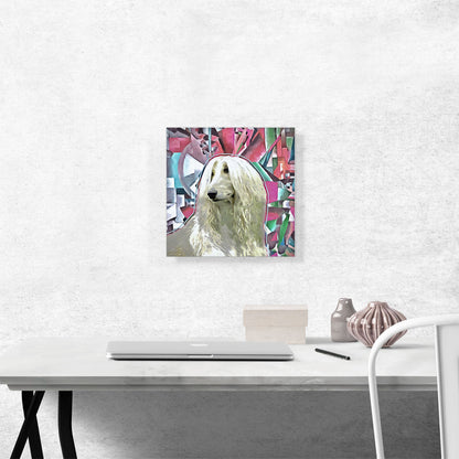 Afghan Hound Dog Breed Pink Green Abstract
