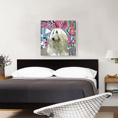 Afghan Hound Dog Breed Pink Green Abstract