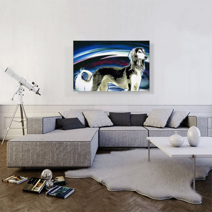Borzoi Dog Breed Black Blue White Pink