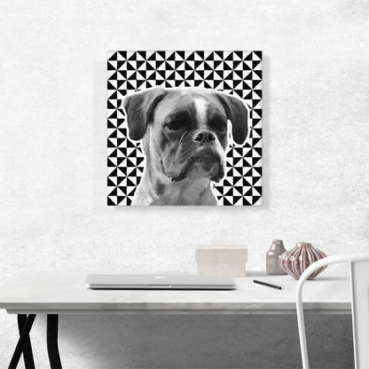 Boxer Dog Breed Black White Geometric