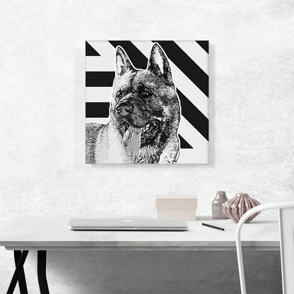 Akita Dog Breed Black White Lines