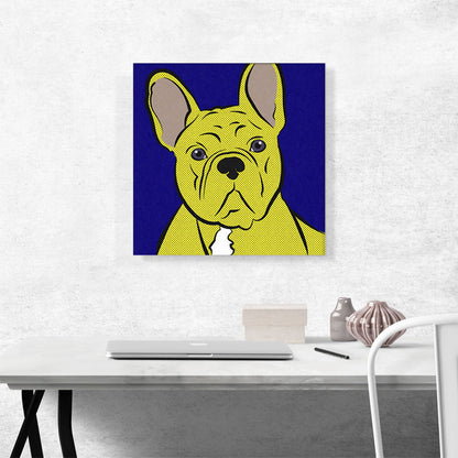 Bulldog Dog Breed Pop Art Blue Yellow