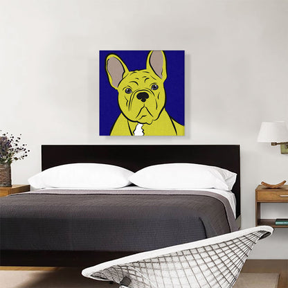 Bulldog Dog Breed Pop Art Blue Yellow