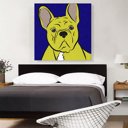 Bulldog Dog Breed Pop Art Blue Yellow