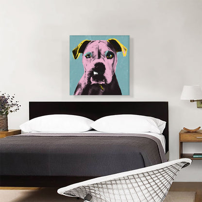 Bulldog Dog Breed Teal Pink Yellow