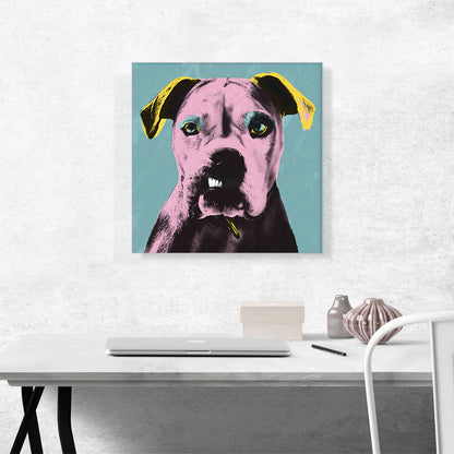 Bulldog Dog Breed Teal Pink Yellow