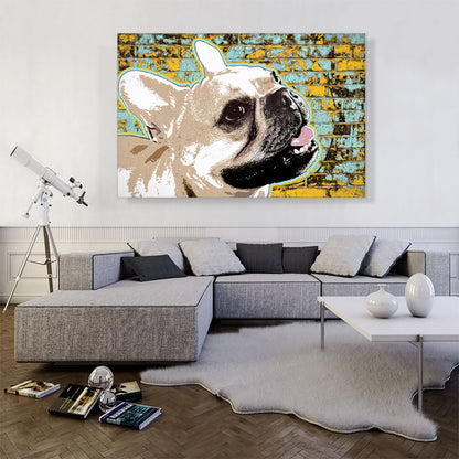 Bulldog Dog Breed Teal Yellow