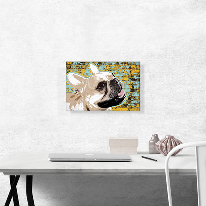 Bulldog Dog Breed Teal Yellow