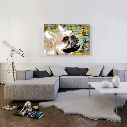 Bulldog Dog Breed Teal Yellow