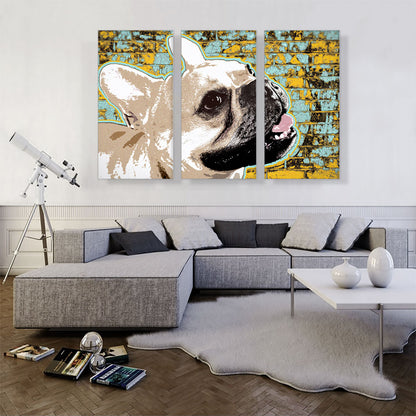 Bulldog Dog Breed Teal Yellow