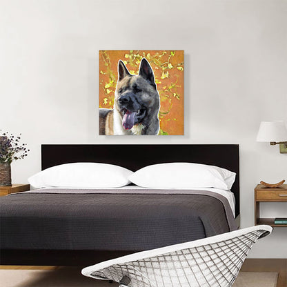 Akita Dog Breed Orange Yellow Flowers