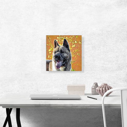 Akita Dog Breed Orange Yellow Flowers
