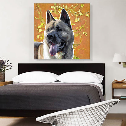 Akita Dog Breed Orange Yellow Flowers