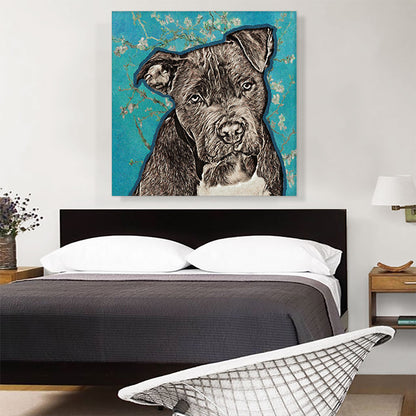 Cane Corso Dog Breed Teal White Flowers